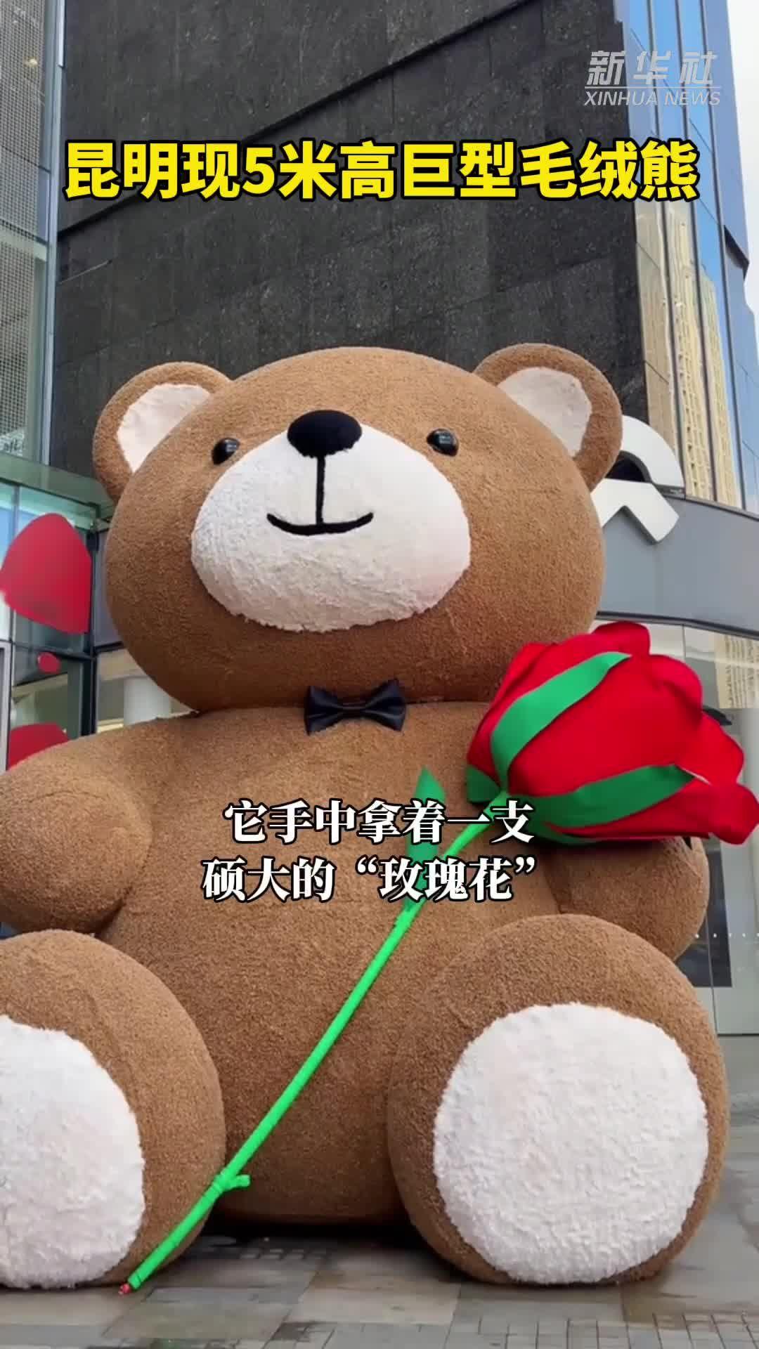 ตุ๊กตาหมียักษ์สูง 5 เมตร นั่งเด่นเตะตาในคุนหมิง