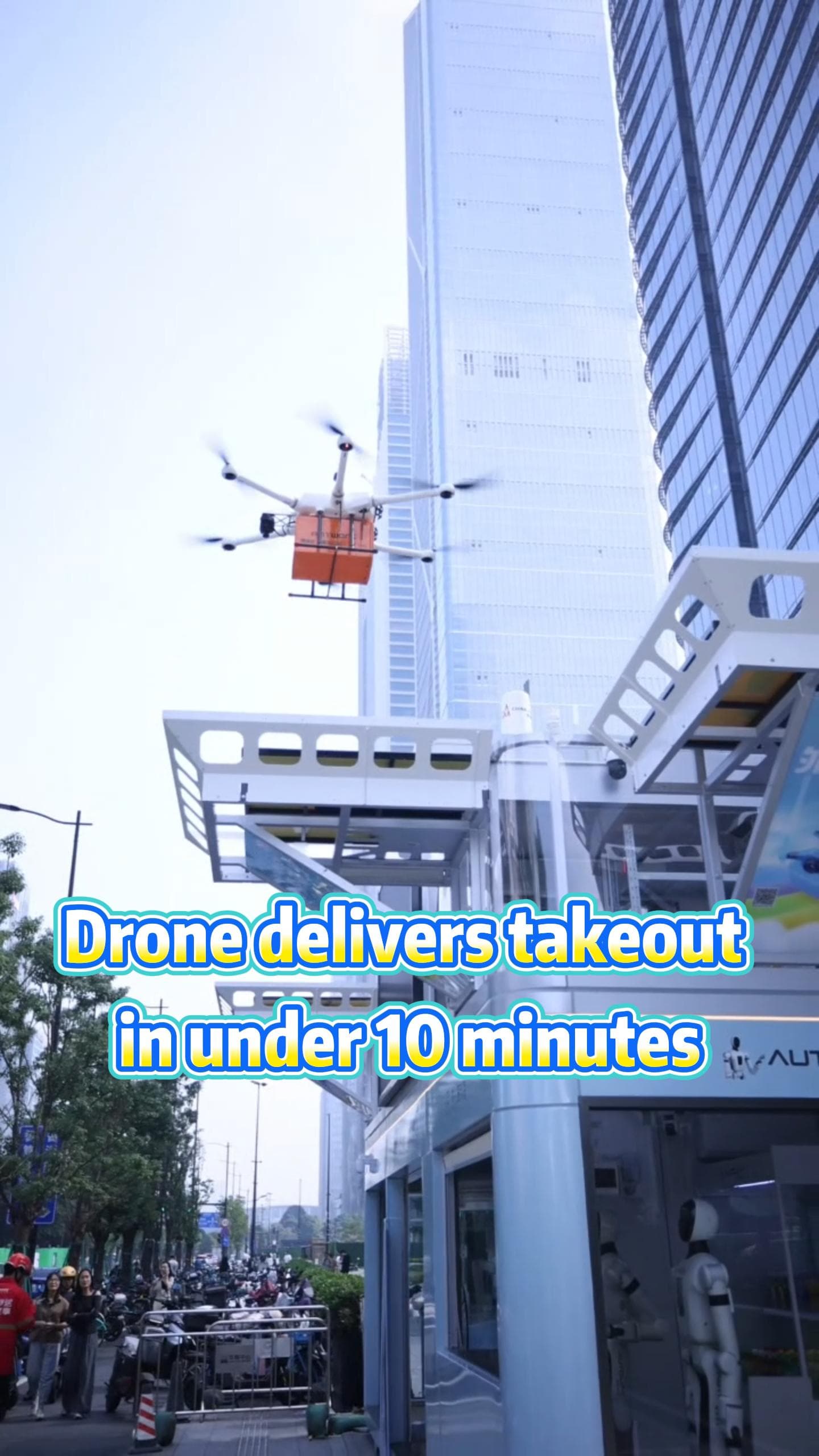 โดรนส่งอาหารในกว่างโจว ช่วยประหยัดเวลาเกินครึ่ง