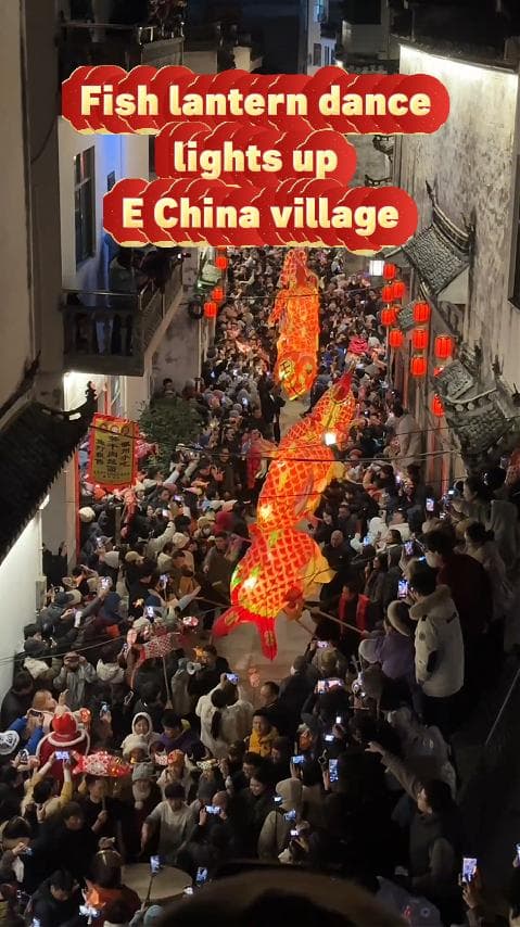 ขบวนแห่ 'โคมไฟปลา' สะบัดครีบส่องสว่างในอันฮุย