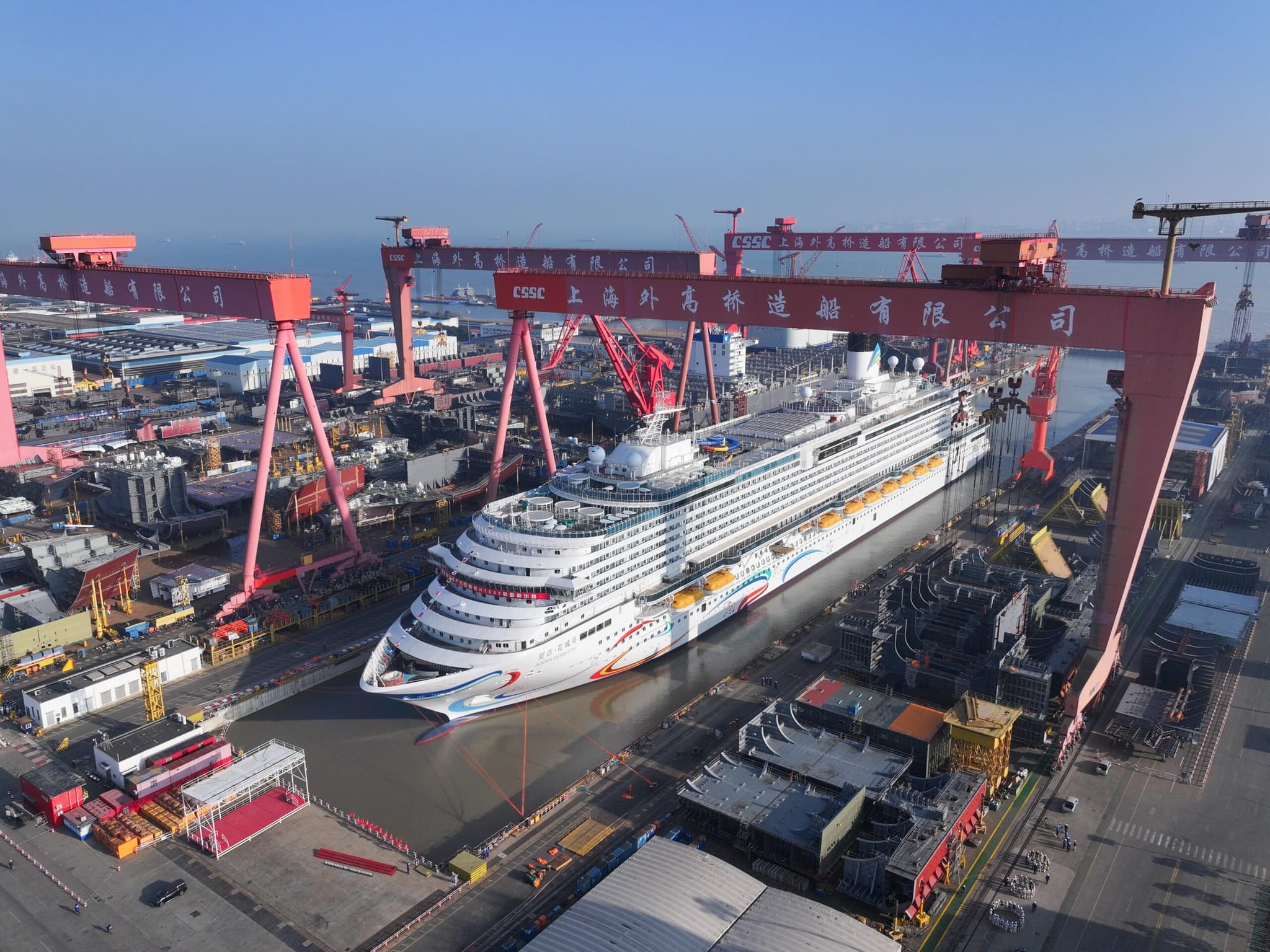 ‘เรือสำราญขนาดใหญ่’ จีนผลิตเองลำที่ 2 ออกจากอู่ในเซี่ยงไฮ้แล้ว